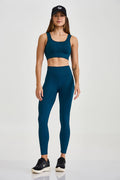 Legging Sem Costura Canelada Verde Submarine