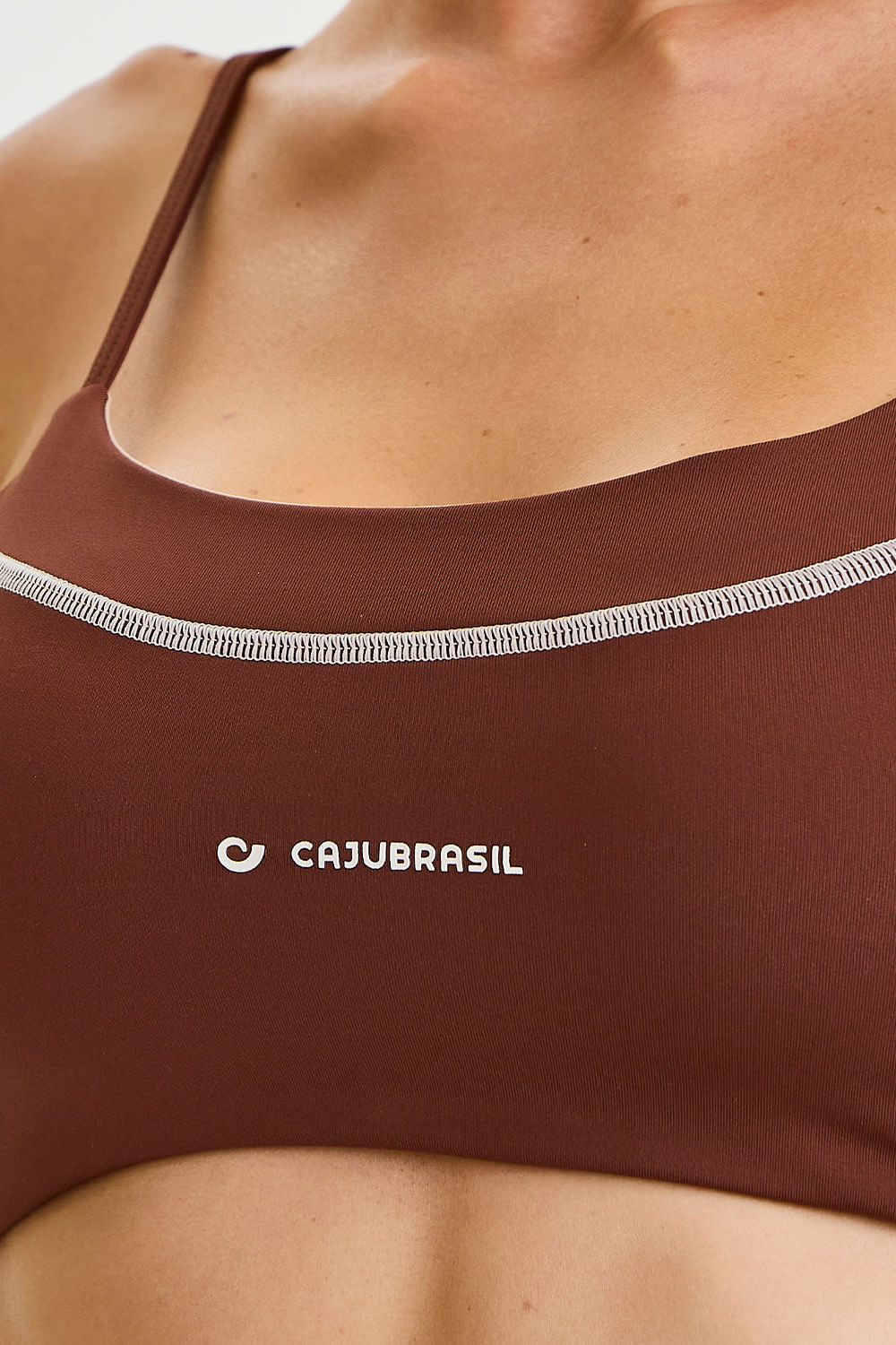Conjunto Top e Calça Ny Com Alças Finas Marrom Capuccino