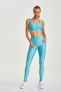 Conjunto Top e Calça Atletika Costas Respiráveis Azul Turquesa