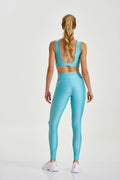 Conjunto Top e Calça Atletika Costas Respiráveis Azul Turquesa