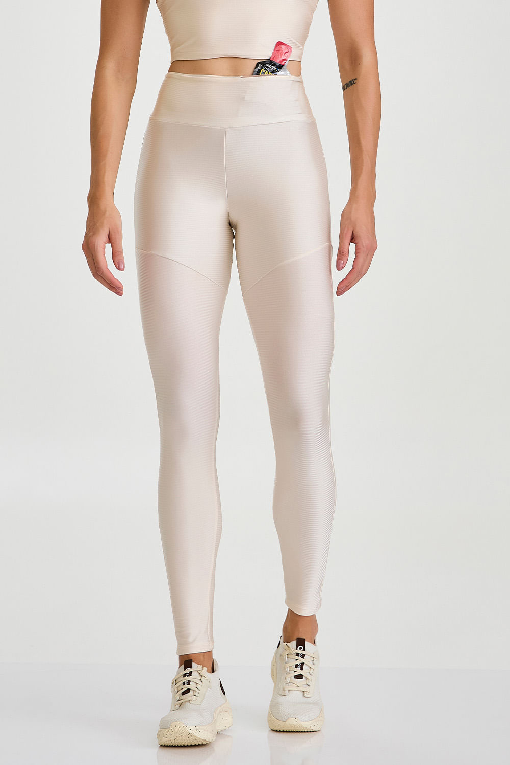Legging Glow Com Bolso Off White
