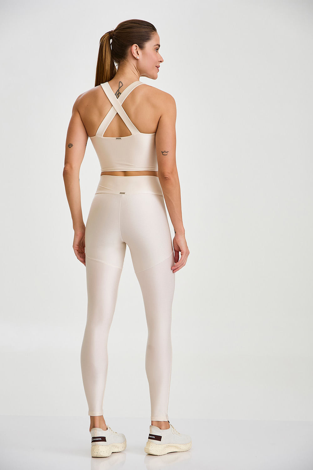 Legging Glow Com Bolso Off White