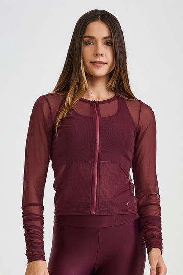 Conjunto 3 em 1 Cropped De Tule Vinho Barolo
