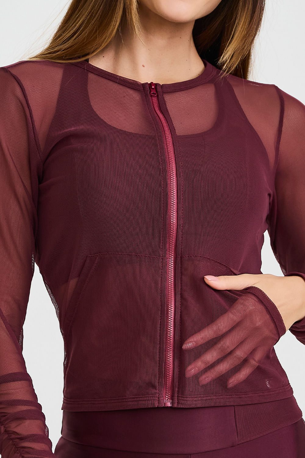 Conjunto 3 em 1 Cropped De Tule Vinho Barolo