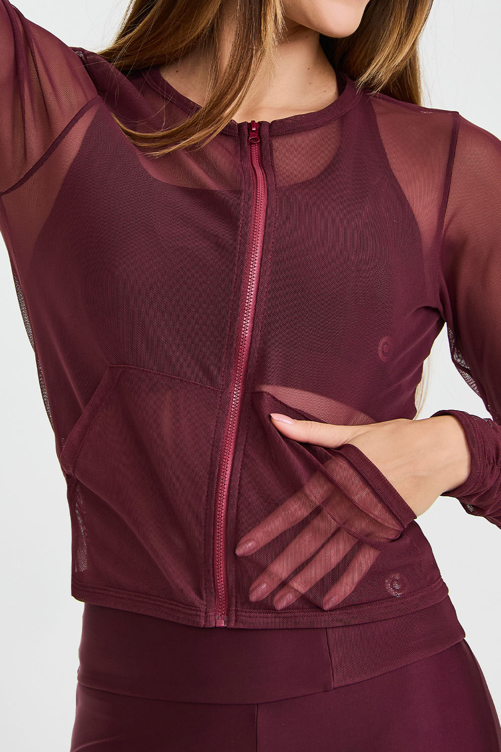 Conjunto 3 em 1 Cropped De Tule Vinho Barolo