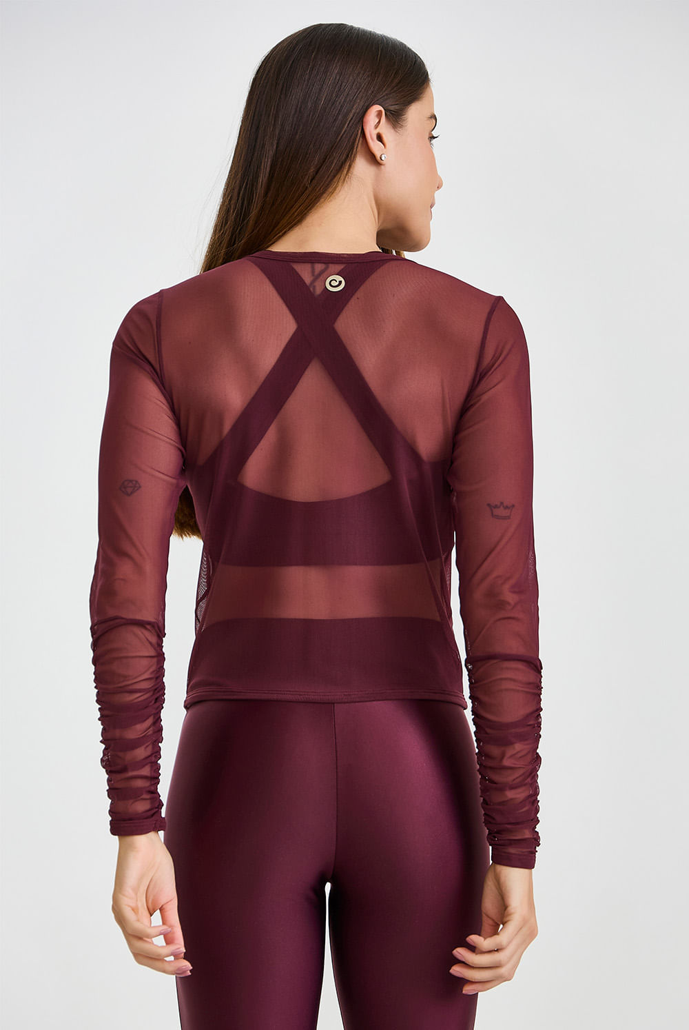 Conjunto 3 em 1 Cropped De Tule Vinho Barolo