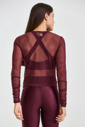 Conjunto 3 em 1 Cropped De Tule Vinho Barolo