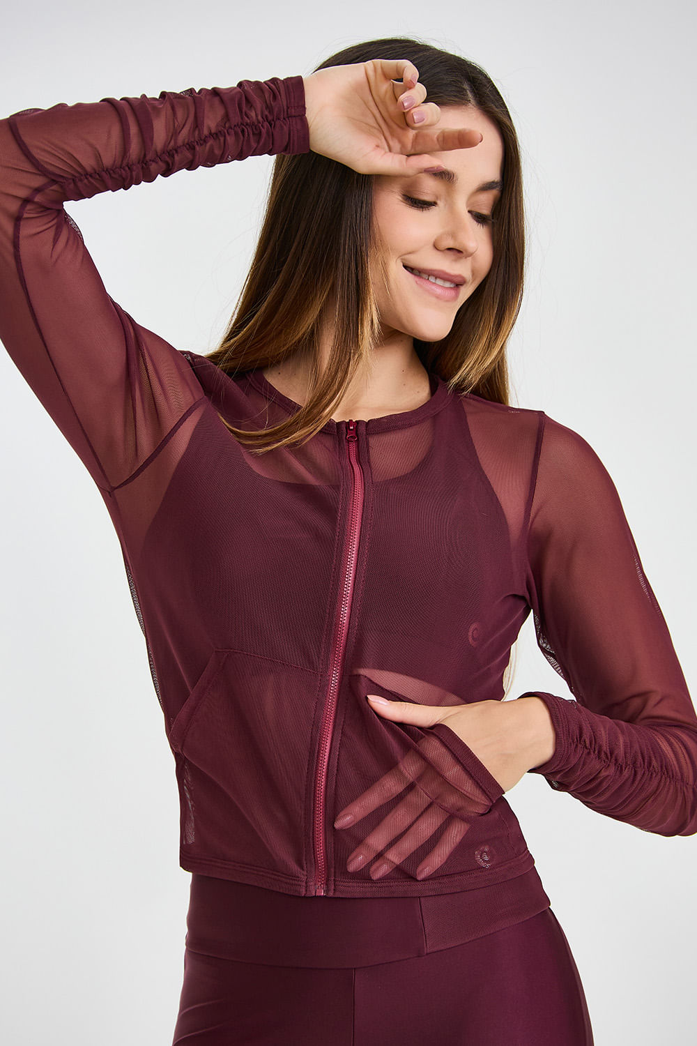 Conjunto 3 em 1 Cropped De Tule Vinho Barolo