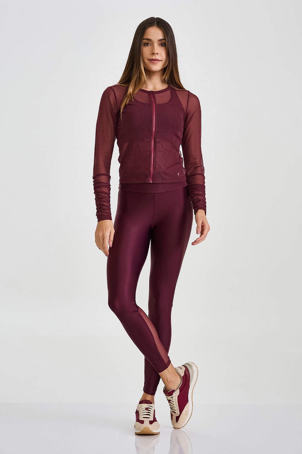 Conjunto 3 em 1 Cropped De Tule Vinho Barolo