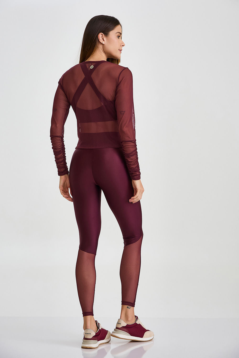 Conjunto 3 em 1 Cropped De Tule Vinho Barolo