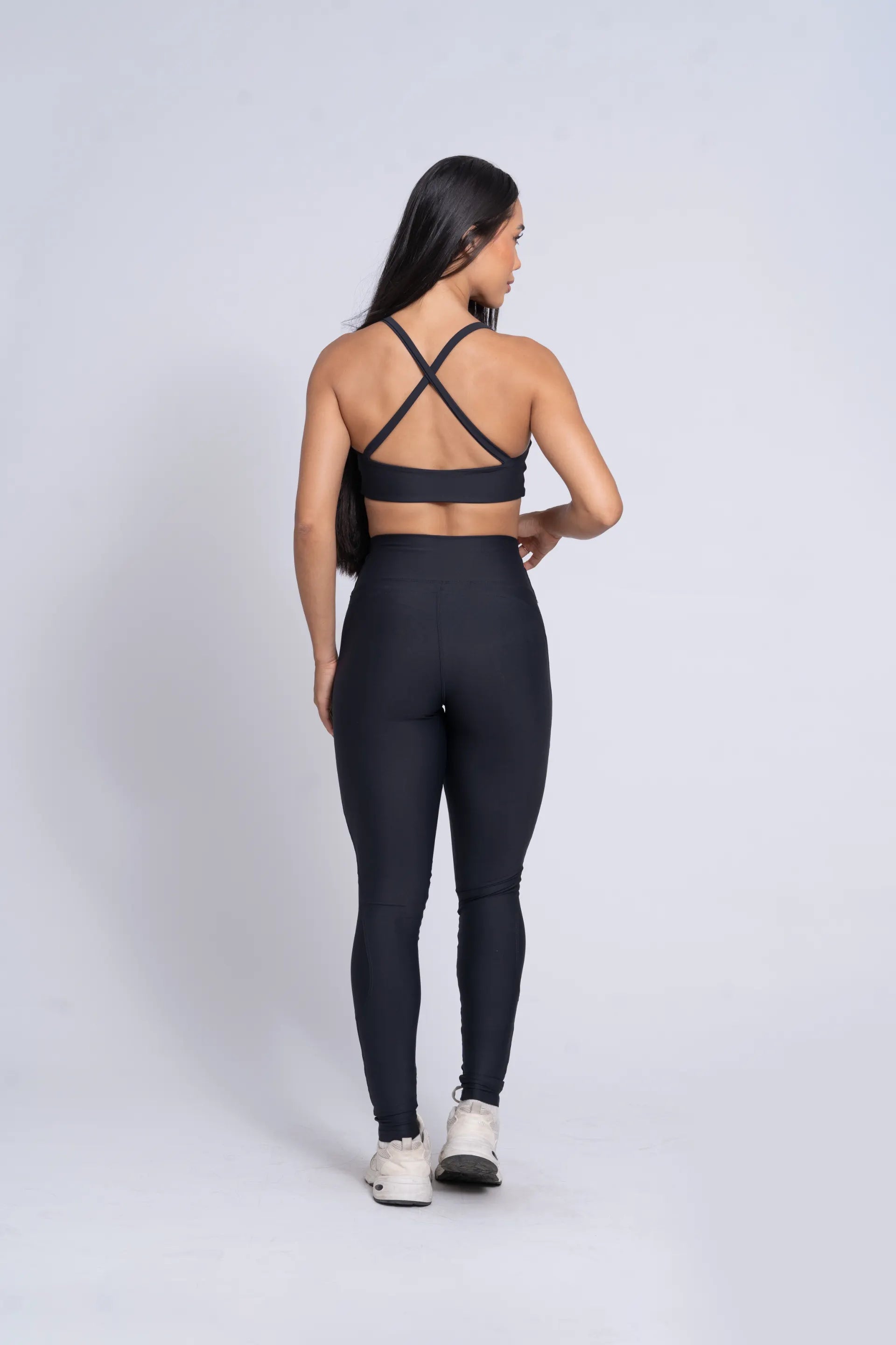 Calça Legging Fitness New Essence Preto -  Sem Costura Frontal