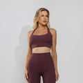 Conjunto Top e Calça Fitness Tecido Duplo Texturizado Premium Bojo Embutido Lilás TP1865