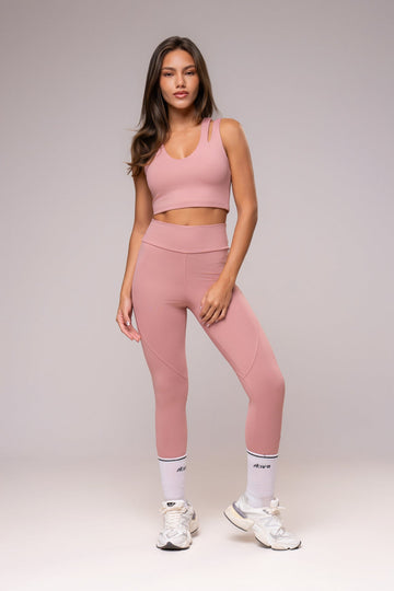Conjunto Legging e Top Alças Duplas Essentials Rosé