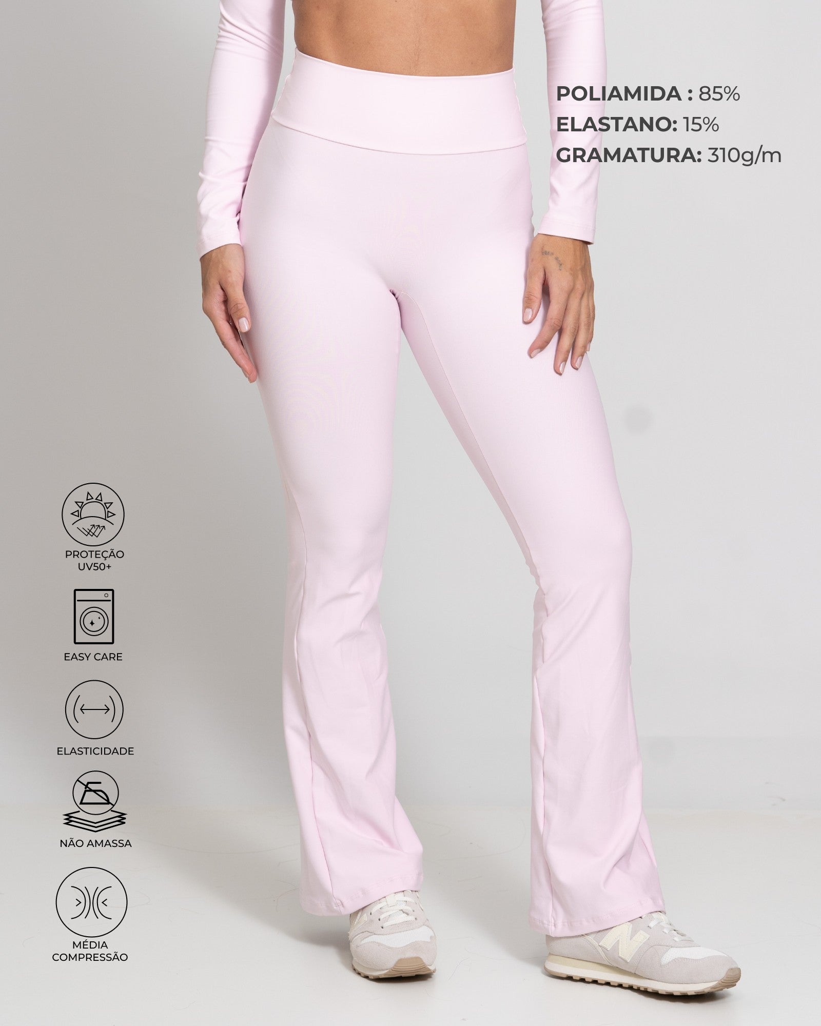 Calça Legging Fitness New Flare Rosa Blush