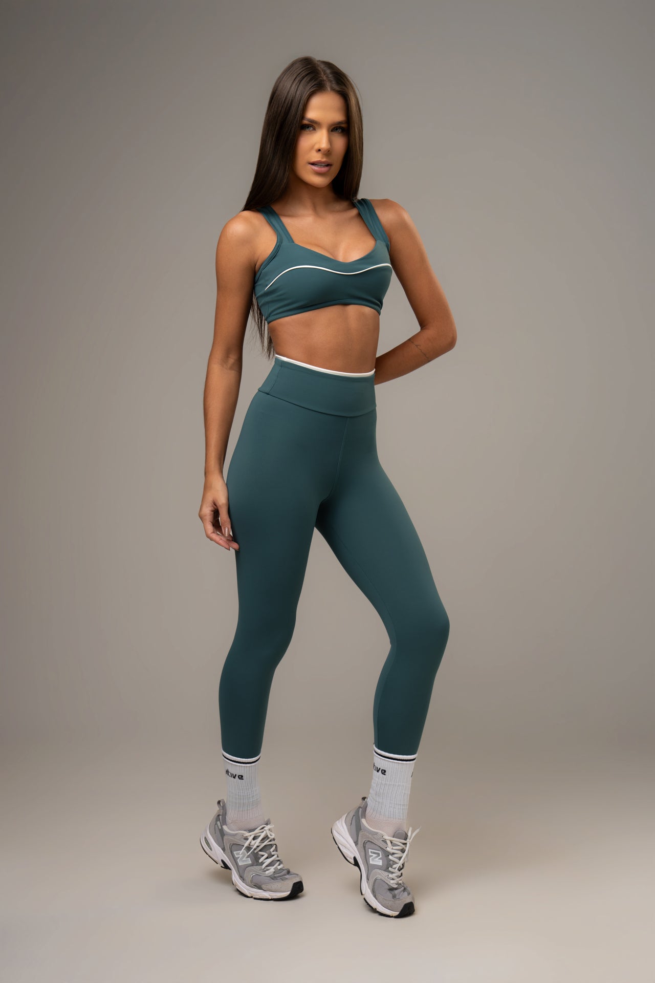 Conjunto Legging e Top Wave Power Verde Florest
