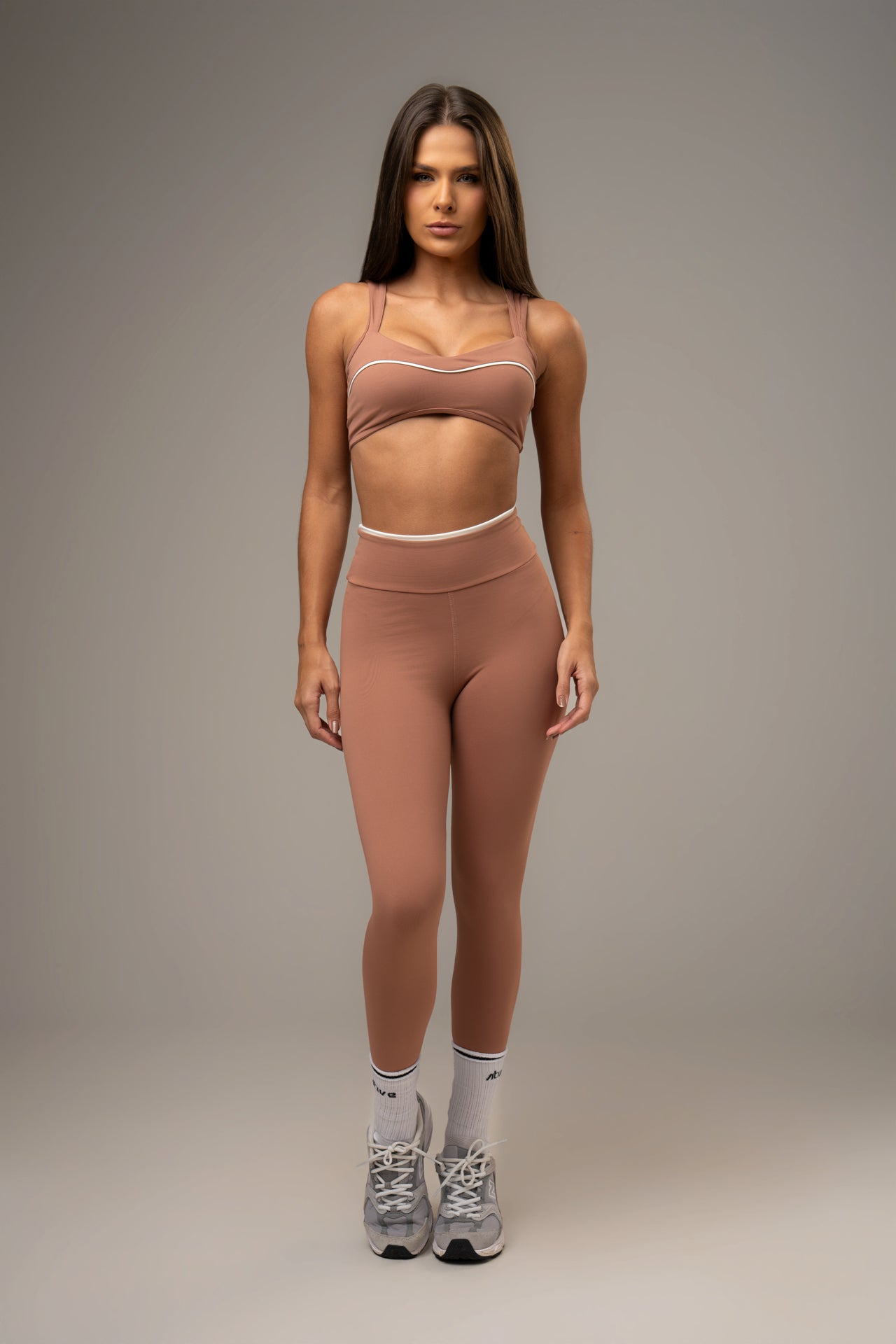 Conjunto Legging e Top Wave Power Mocha Mousse