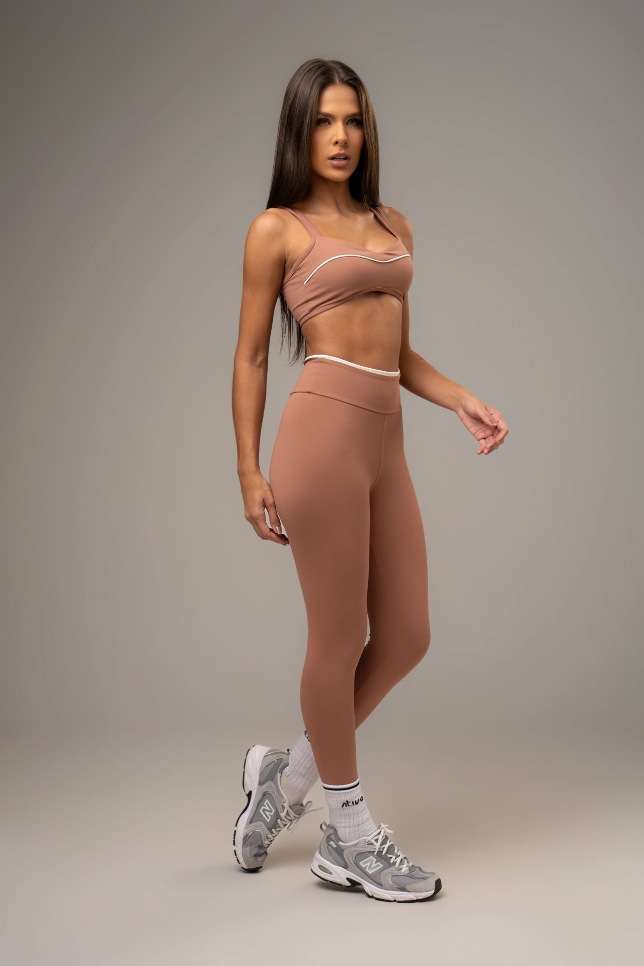 Conjunto Legging e Top Wave Power Mocha Mousse