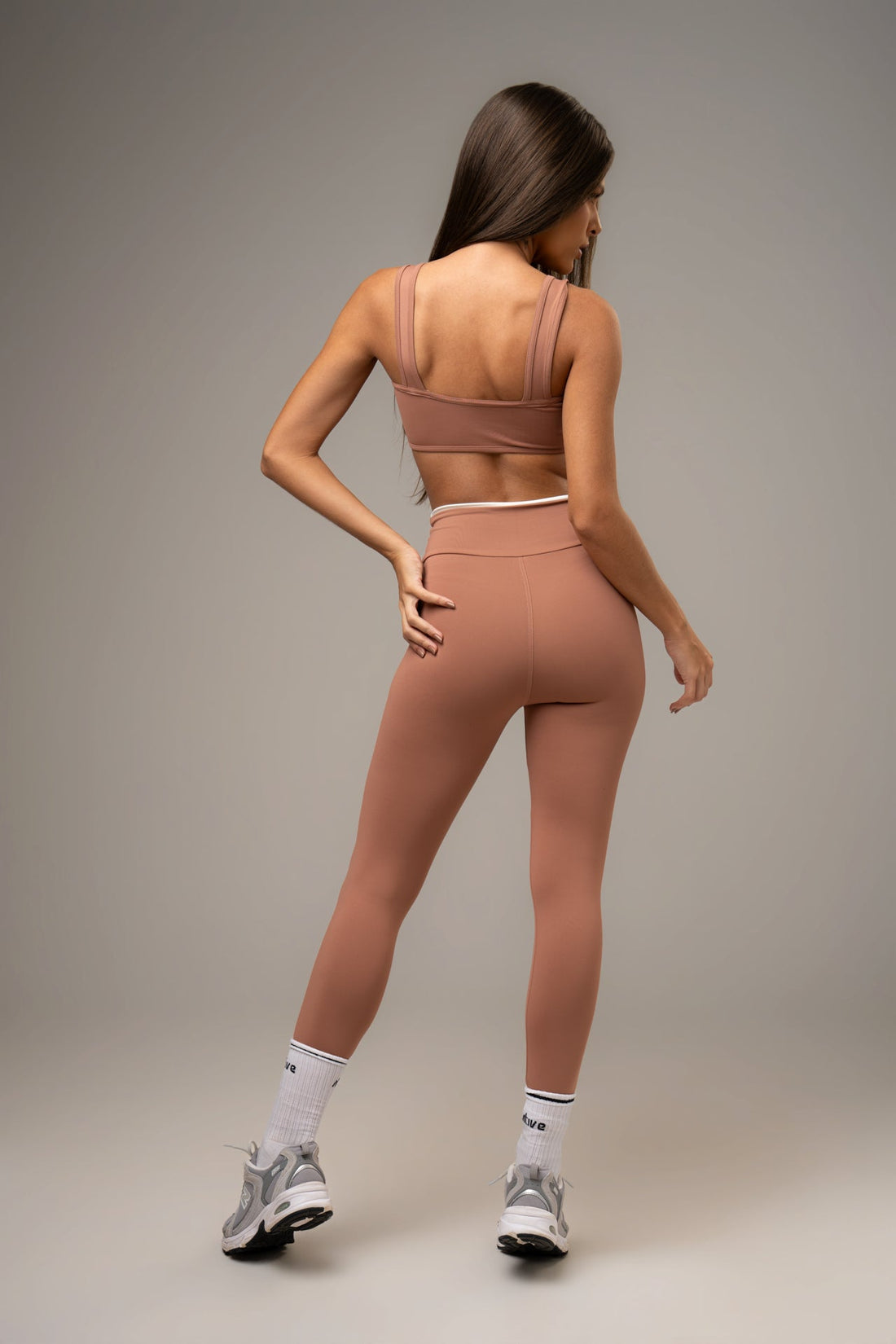 Conjunto Legging e Top Wave Power Mocha Mousse