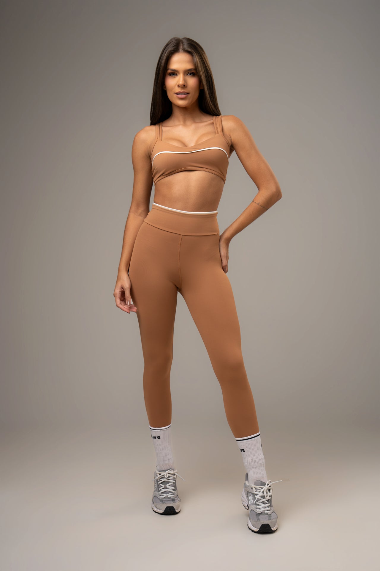 Conjunto Legging e Top Wave Power Caramelo