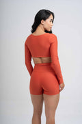 Conjunto Top e Calça Fitness Compressão Manga Longa Infinity Telha