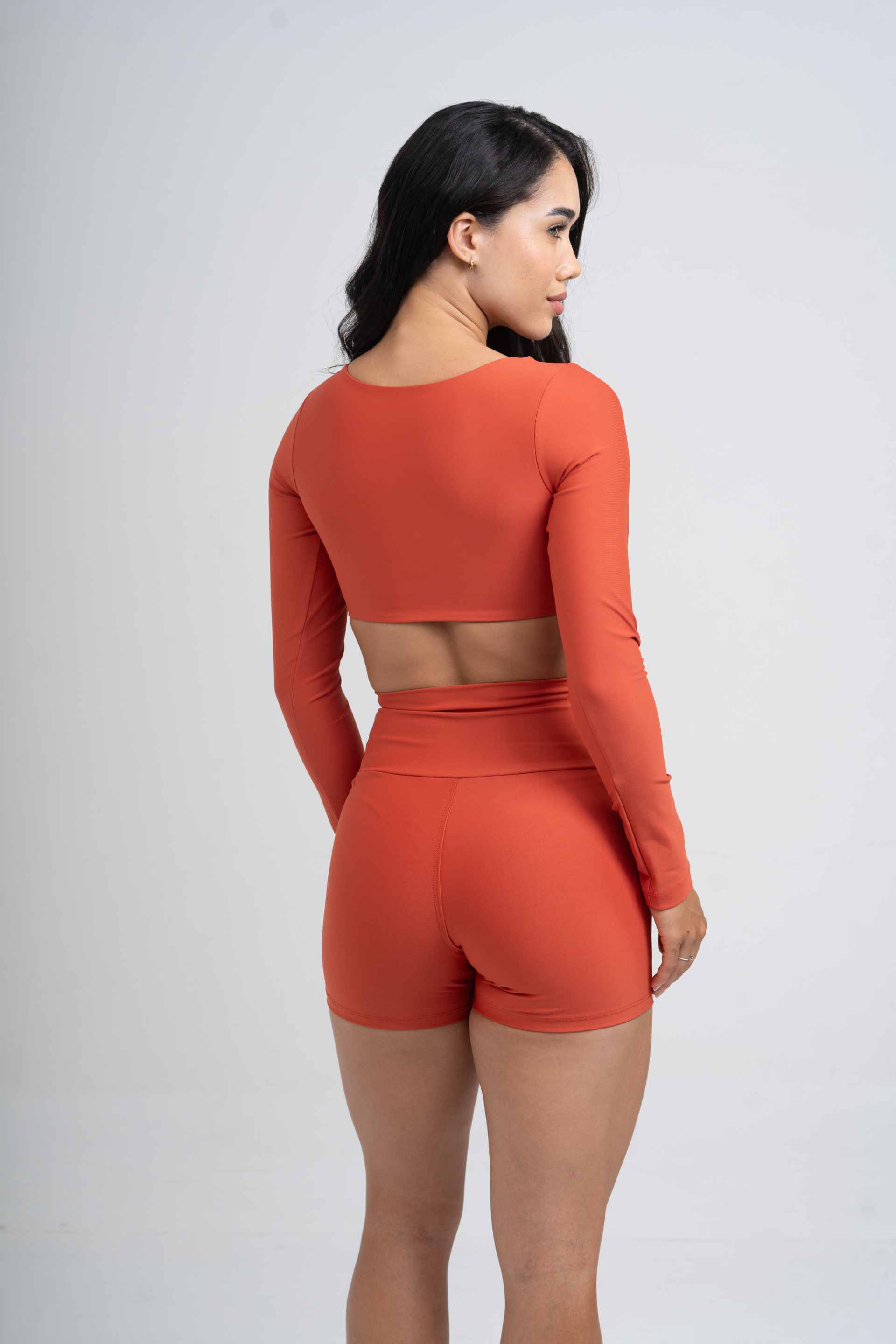 Conjunto Top e Calça Fitness Compressão Manga Longa Infinity Telha