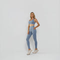 Calça Legging Premium Cós Antômico Superlargo Recorte Texturizado Azul LG2398