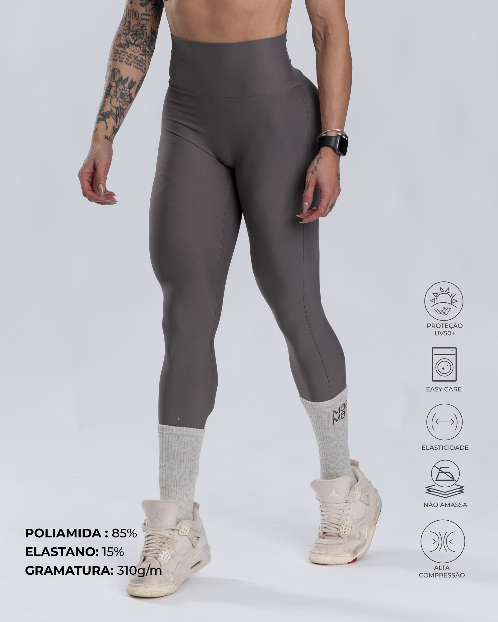 Calça legging fitness Confort s/ costura frontal Compressão