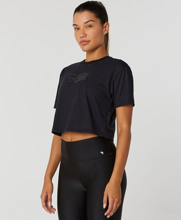 Conjunto Top e Calça T-Shirt Casual Cropped Alto Giro