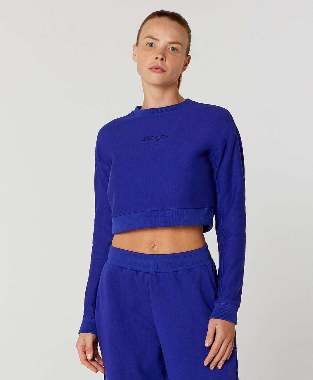 Conjunto Top e Calça Blusa De Moletom Cropped Faixa Alto Giro