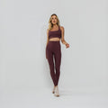 Conjunto Top e Calça Fitness Tecido Duplo Texturizado Premium Bojo Embutido Lilás TP1865
