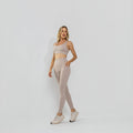 Calça Legging Premium Cós Antômico Superlargo Recorte Texturizado Areia LG2397
