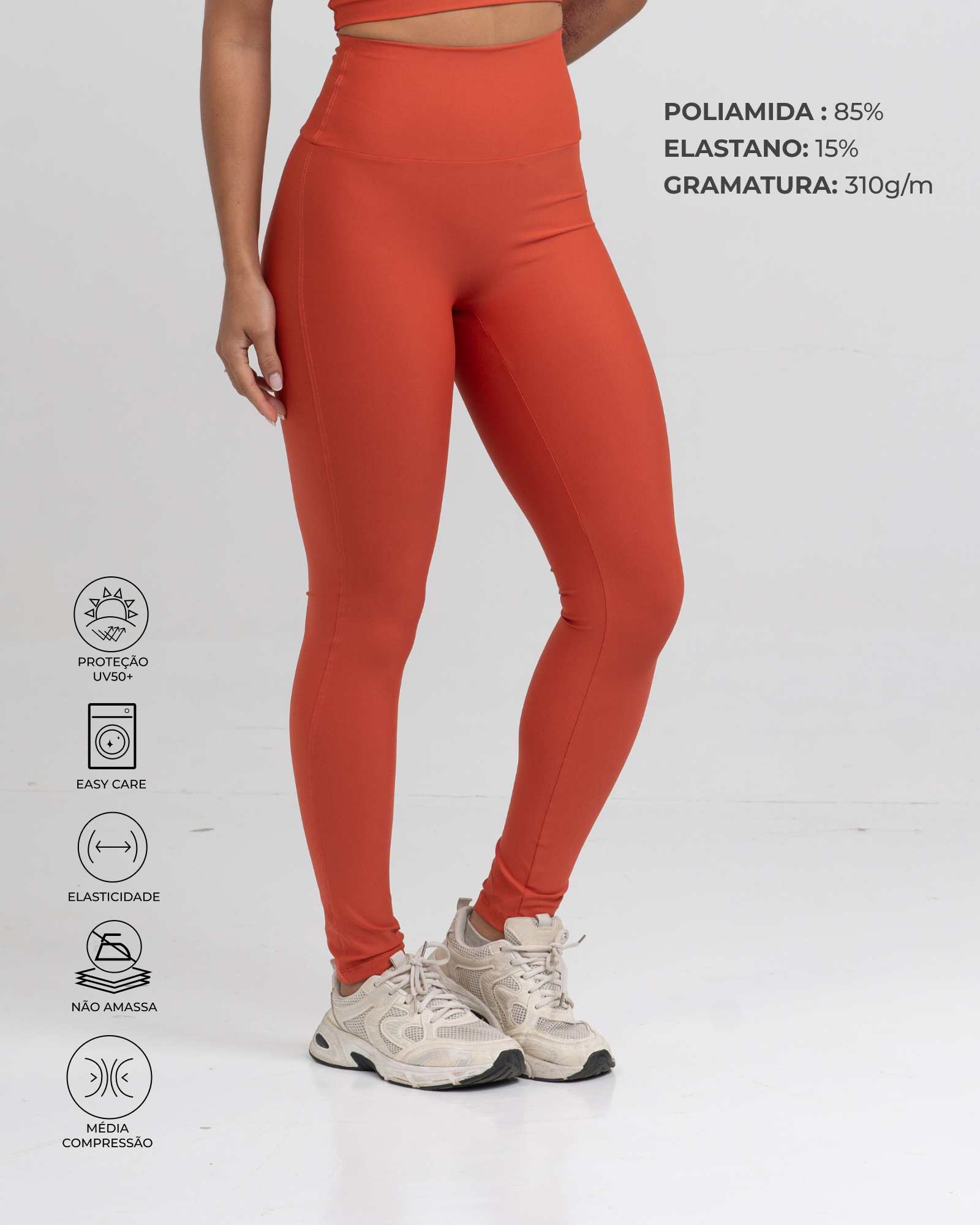 Calça Legging Fitness Compressão Confort Telha