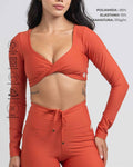 Conjunto Top e Calça Fitness Compressão Manga Longa Infinity Telha