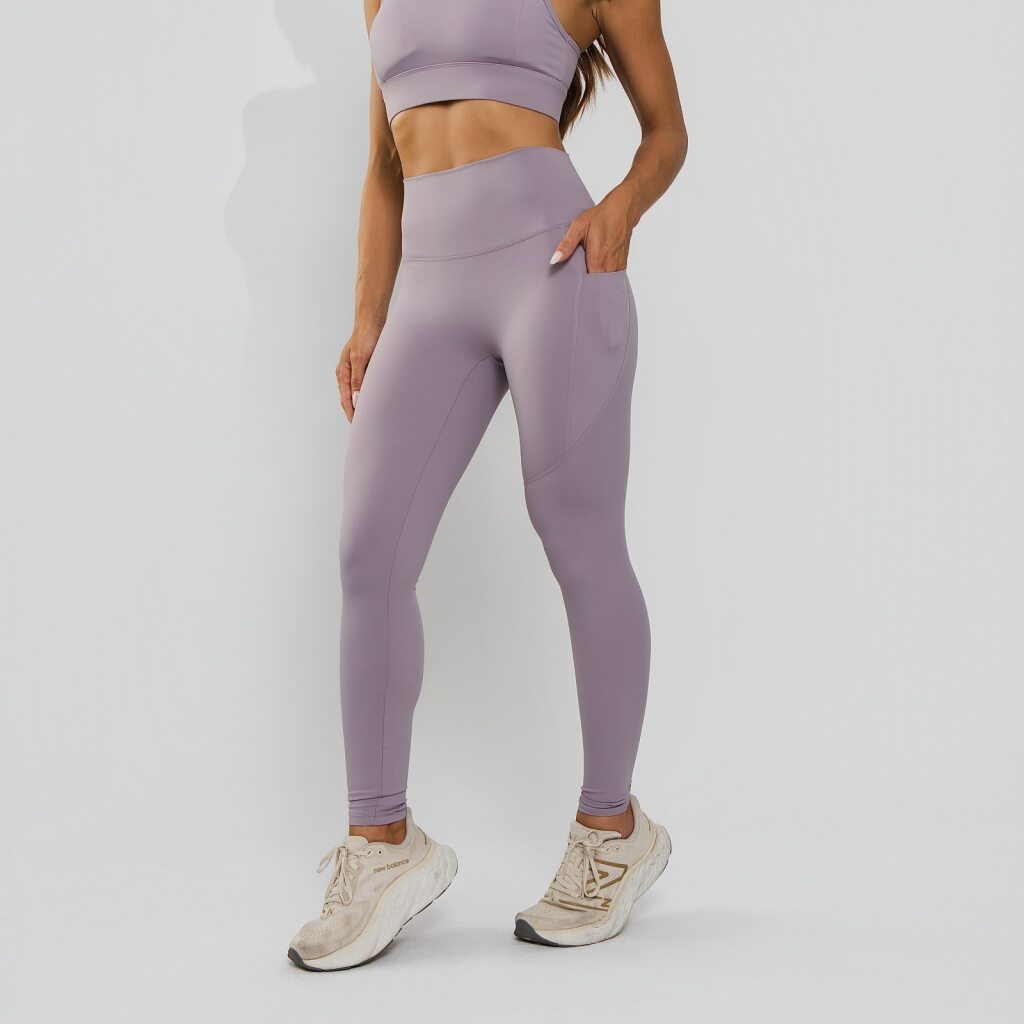 Calça Legging Premium Cós Antômico Superlargo Recorte Texturizado Lilás LG2396