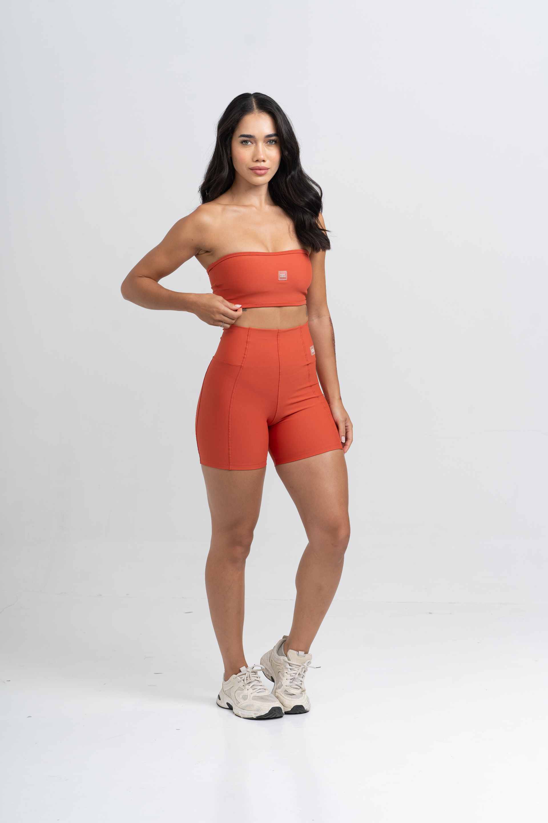 Conjunto Top e Calça Fitness Tomara Que Caia Allure Telha