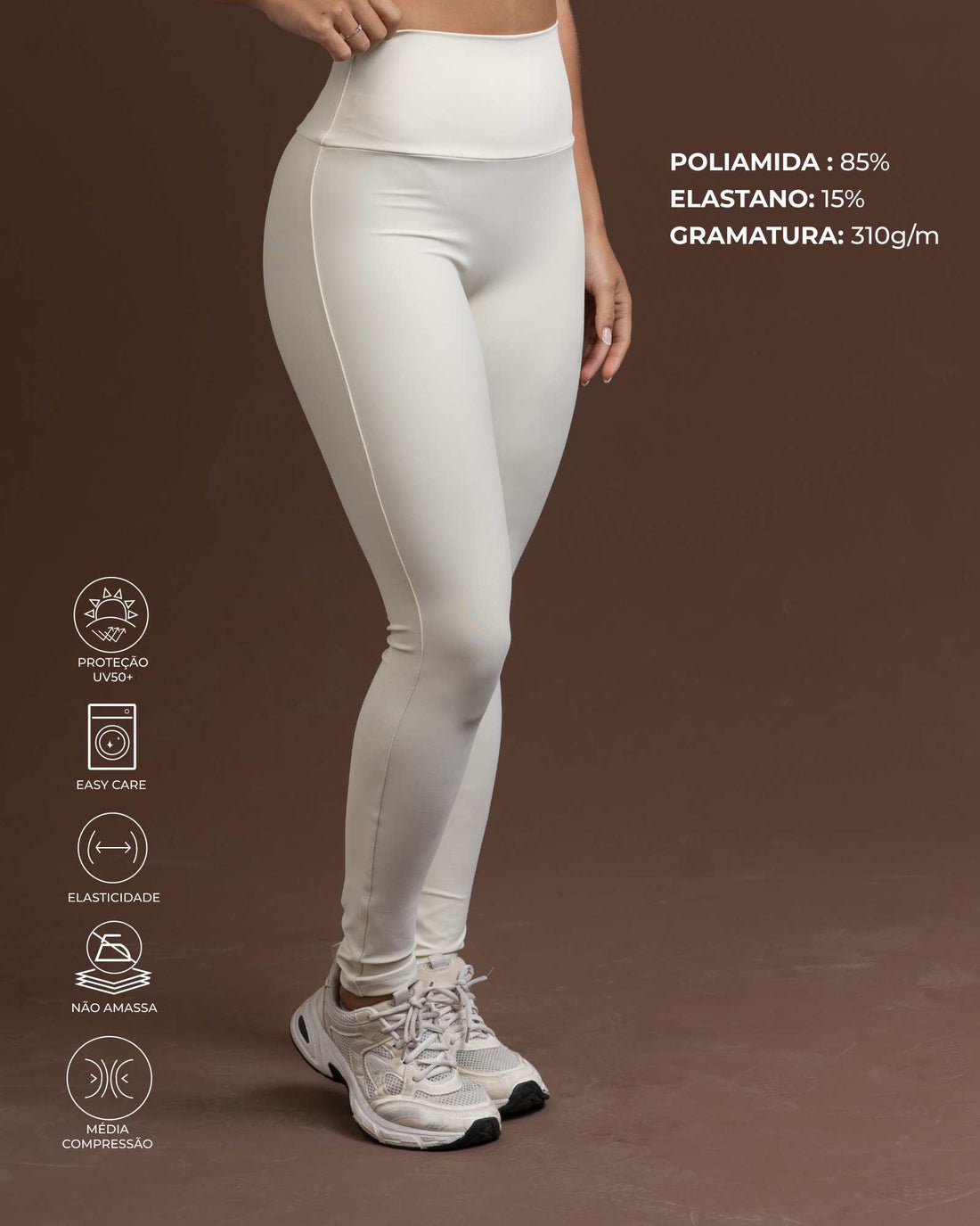 Calça Legging Fitness Compressão Confort Creme