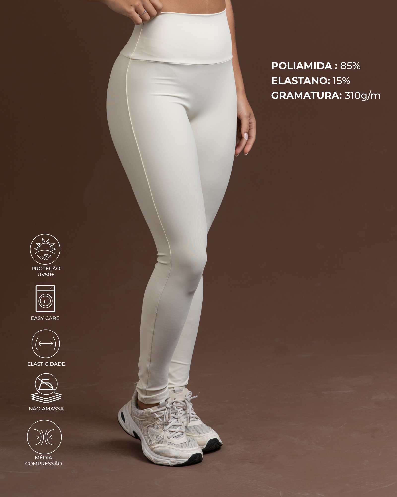 Calça Legging Fitness Compressão Confort Creme