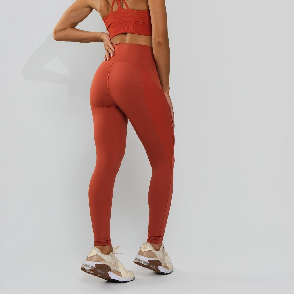 Calça Legging  Poliamida Texturizada Cós Alto Duplo Laranja LG2393