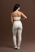 Conjunto Top e Calça Fitness Tomara Que Caia Allure Creme