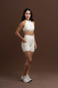 Conjunto Top e Calça Fitness Compressão Madu Creme
