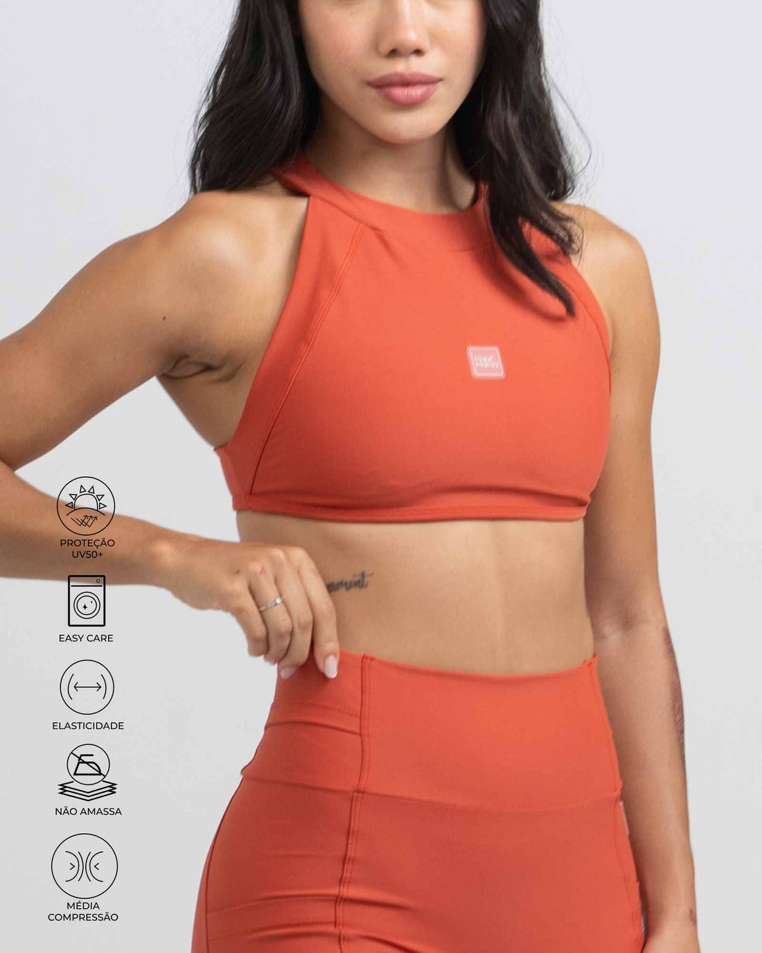Conjunto Top e Calça Fitness Compressão Madu Telha