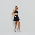 Conjunto Top e Calça Fitness Poliamida Premium Recortes em Tecido Texturizado Marinho TP1881