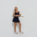 Conjunto Top e Calça Fitness Poliamida Premium Recortes em Tecido Texturizado Marinho TP1881