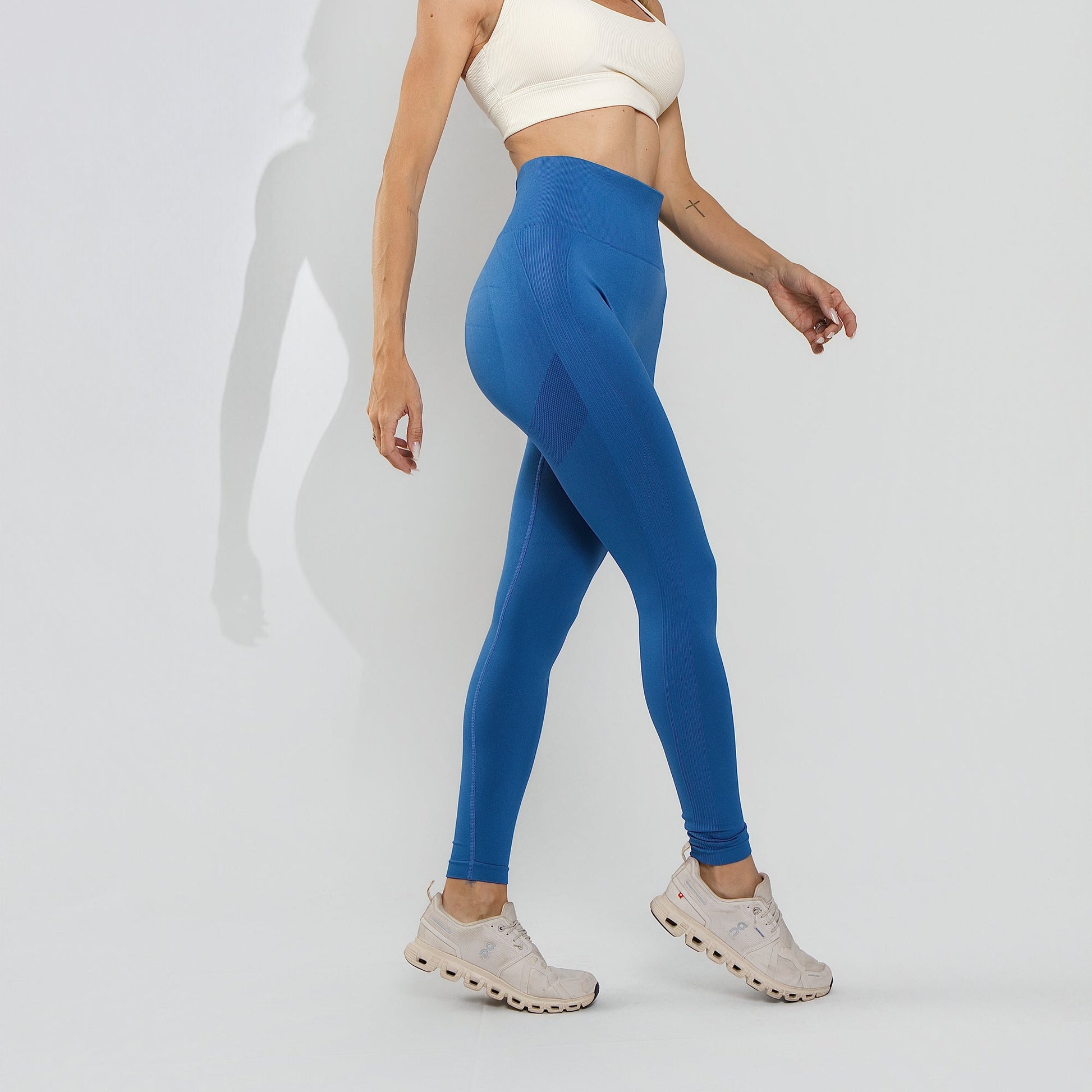 Calça Legging Poliamida Corte Básico Cintura Alta Azul LG2408