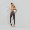 Calça Legging Poliamida Corte Básico Cintura Alta Cinza LG2411
