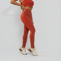 Calça Legging  Poliamida Texturizada Cós Alto Duplo Laranja LG2393