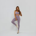 Calça Legging Premium Cós Antômico Superlargo Recorte Texturizado Lilás LG2396