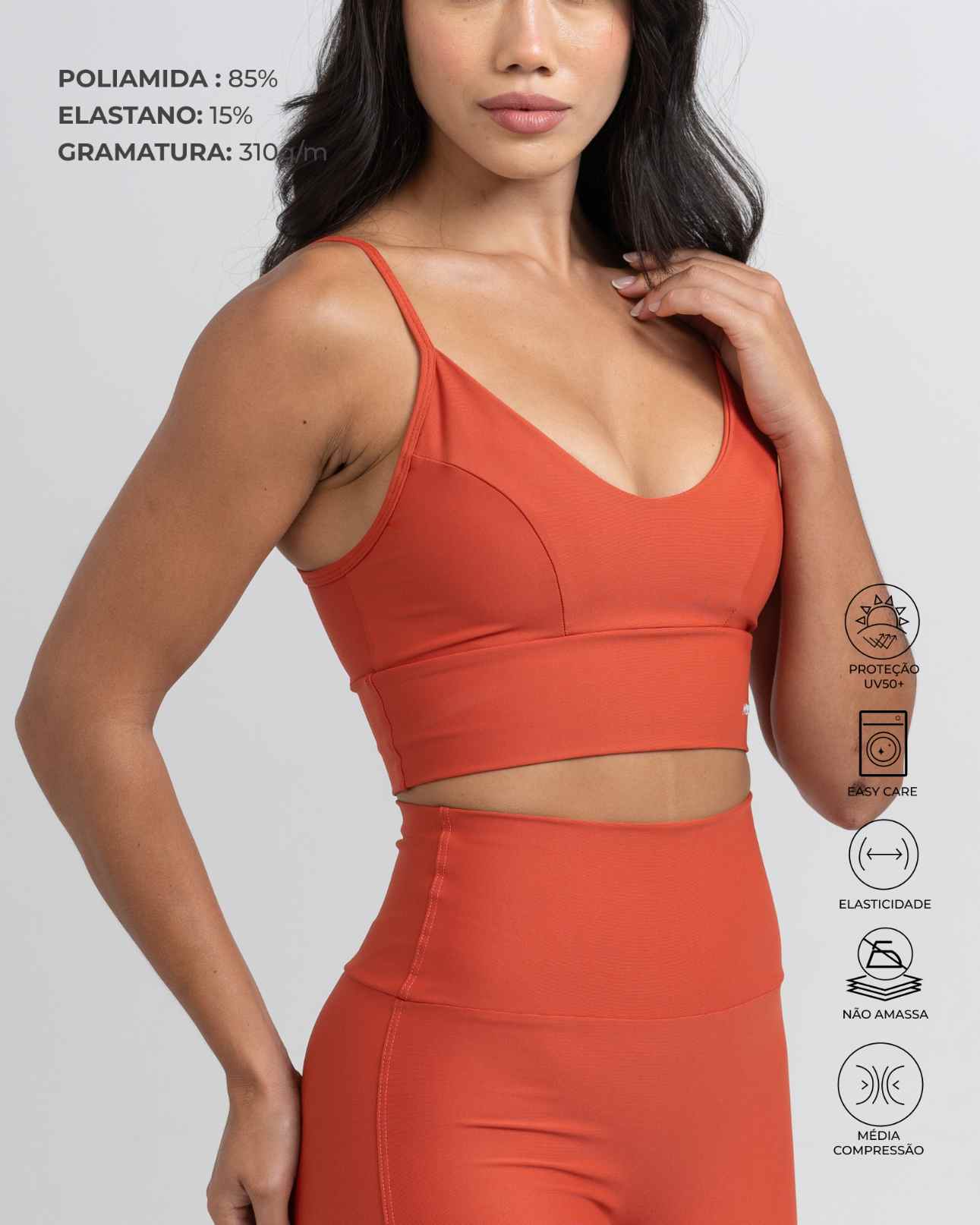 Conjunto Top e Calça Fitness Compressão Confort Telha