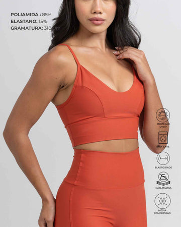 Conjunto Top e Calça Fitness Compressão Confort Telha