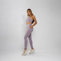 Calça Legging Premium Cós Antômico Superlargo Recorte Texturizado Lilás LG2396